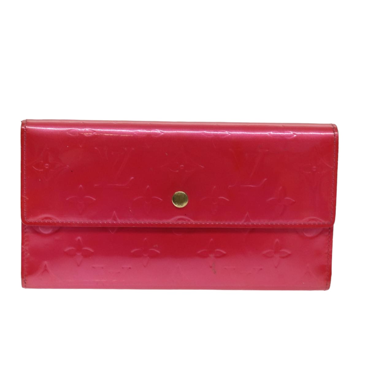 LOUIS VUITTON Vernis Porte Tresol International Wallet Pink M91246 LV Auth 75577