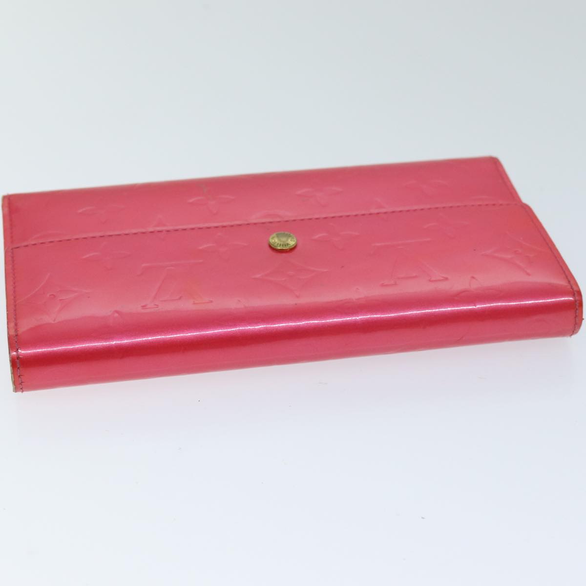 LOUIS VUITTON Vernis Porte Tresol International Wallet Pink M91246 LV Auth 75577