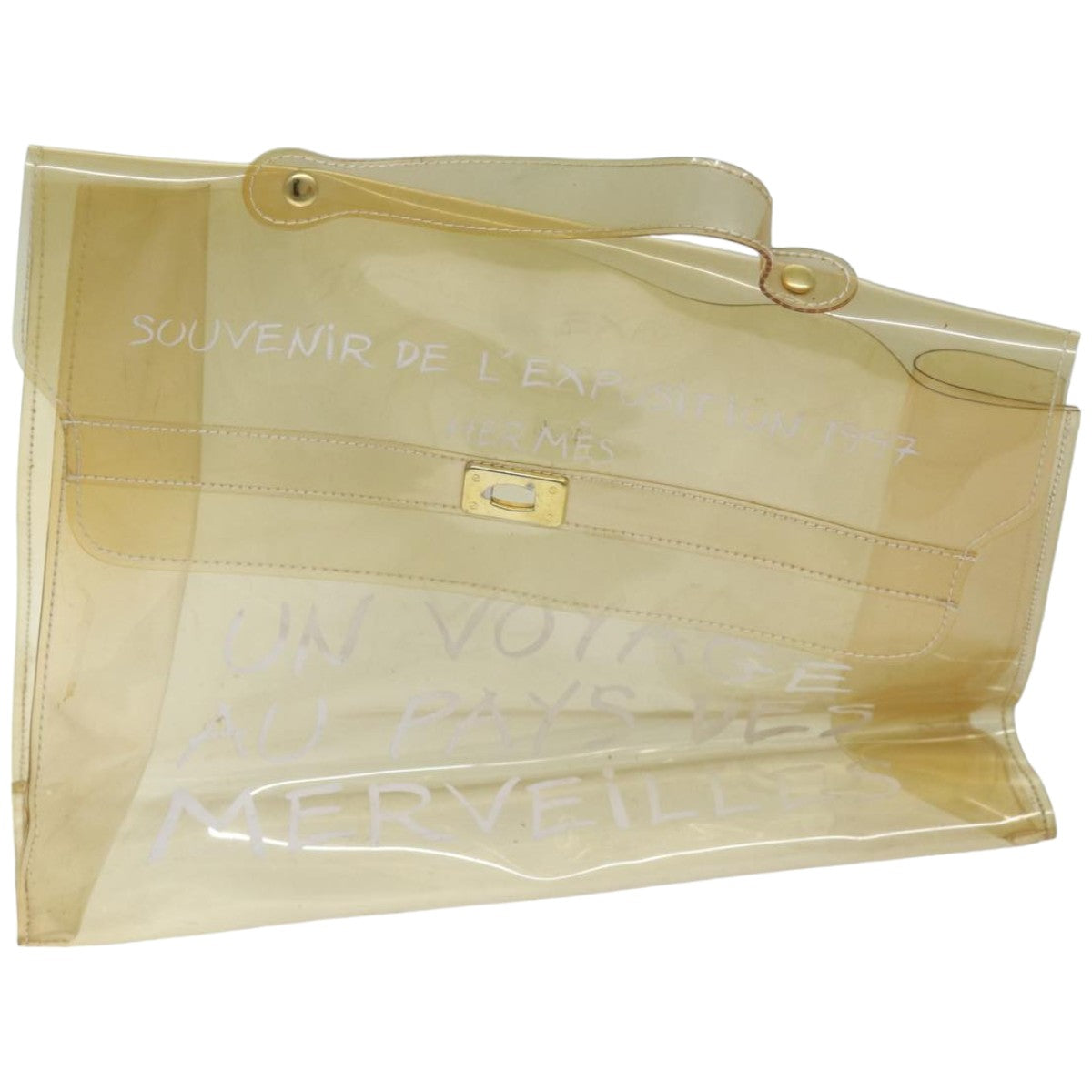 HERMES Vinyl Kelly Hand Bag Vinyl Clear Auth 75613