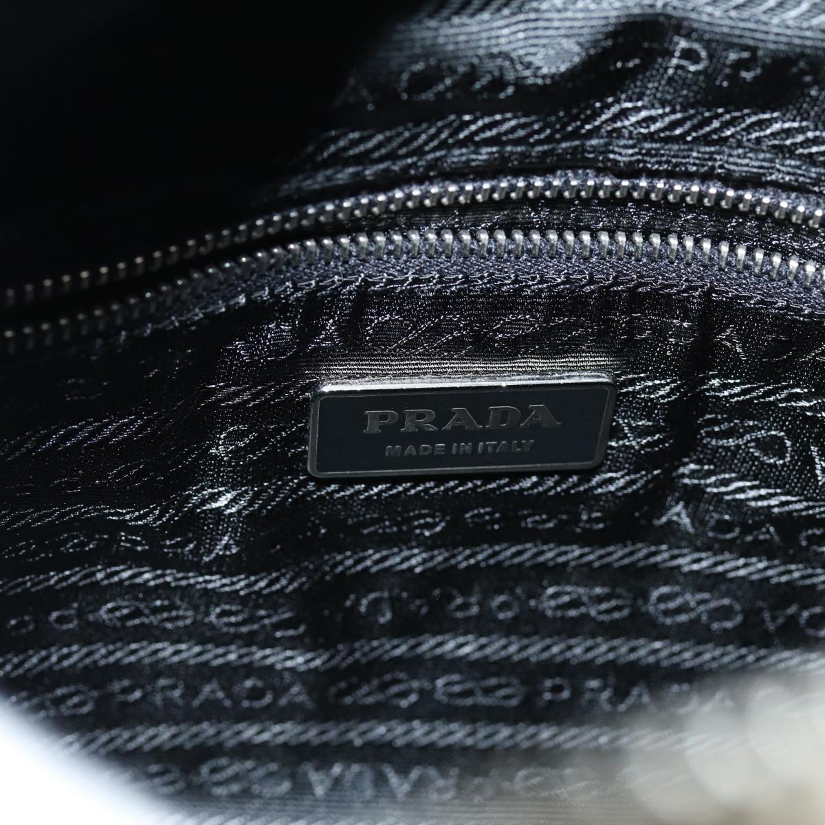 PRADA Hand Bag Nylon Cream Auth 75644