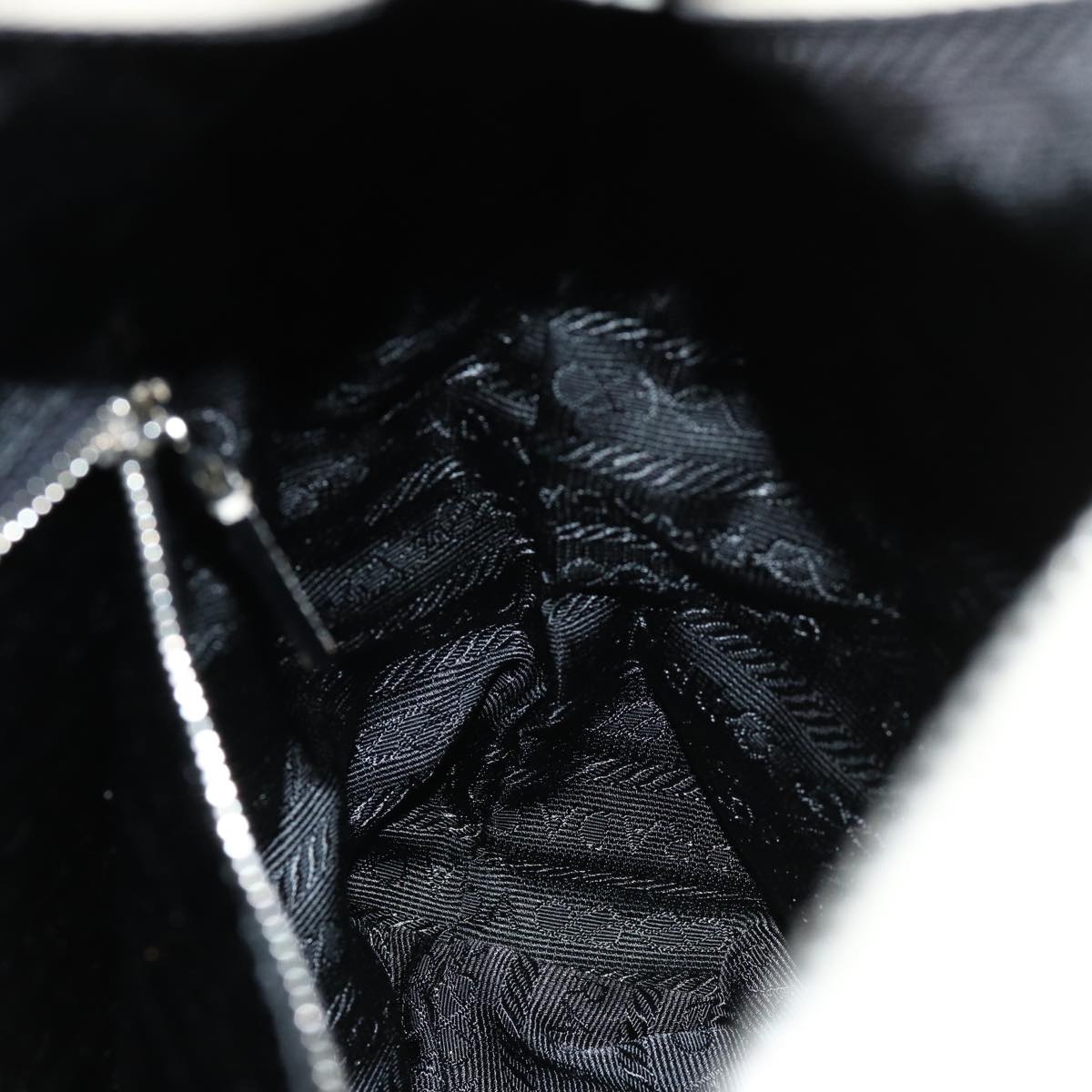 PRADA Hand Bag Nylon Cream Auth 75644