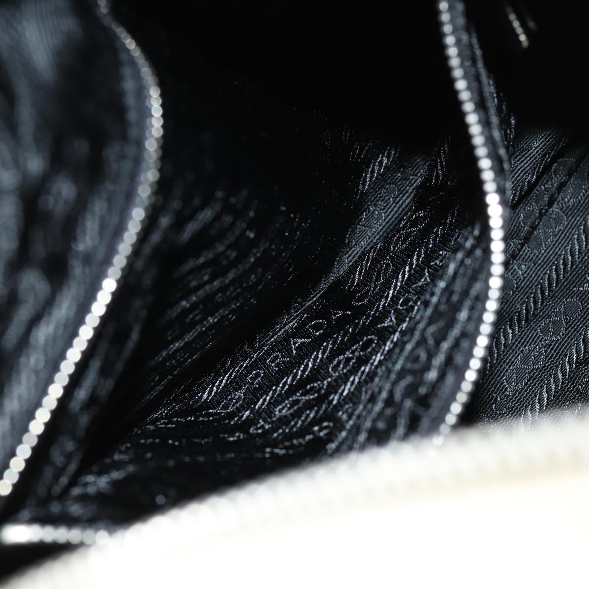 PRADA Hand Bag Nylon Cream Auth 75644