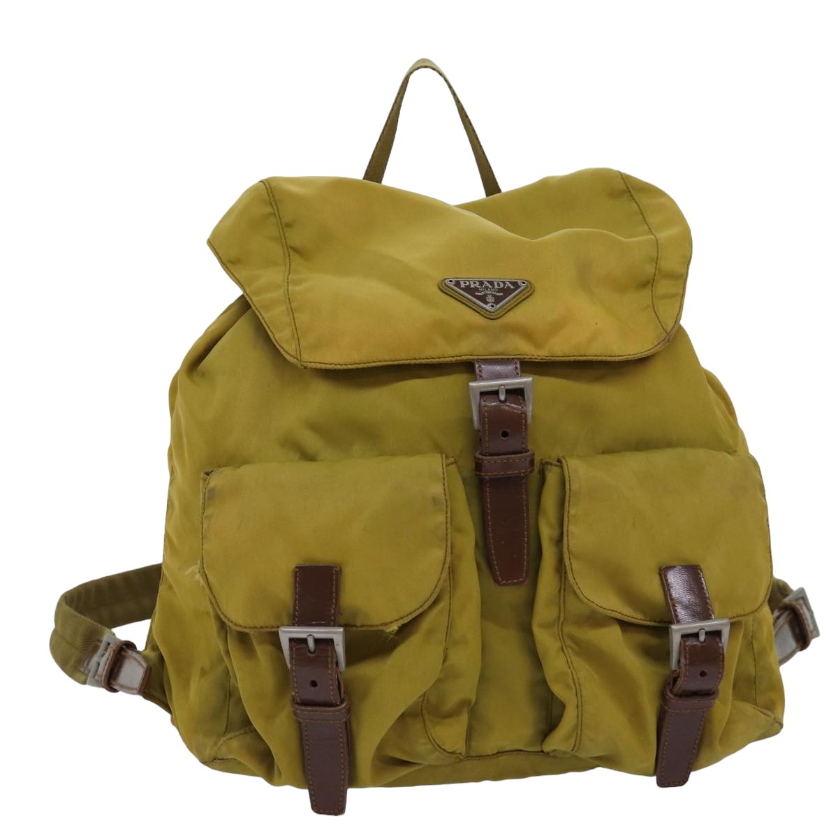 PRADA Backpack Nylon Khaki Auth 75645