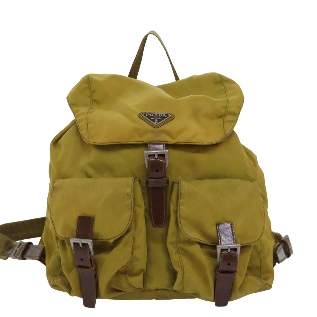 PRADA Backpack Nylon Khaki Auth 75645