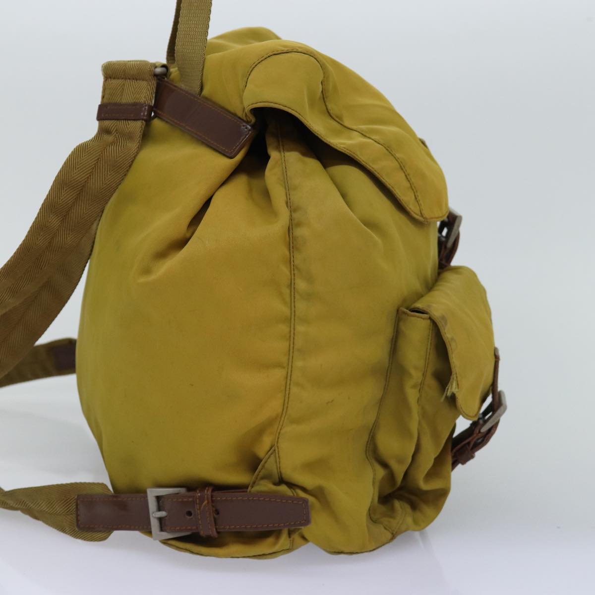 PRADA Backpack Nylon Khaki Auth 75645