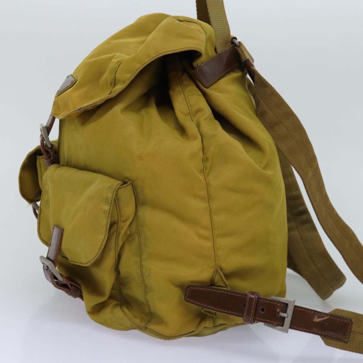 PRADA Backpack Nylon Khaki Auth 75645