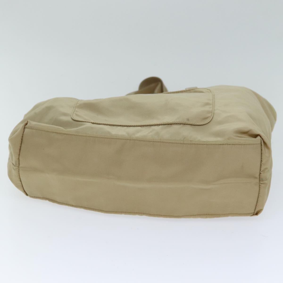 PRADA Tote Bag Nylon Beige Auth 75668