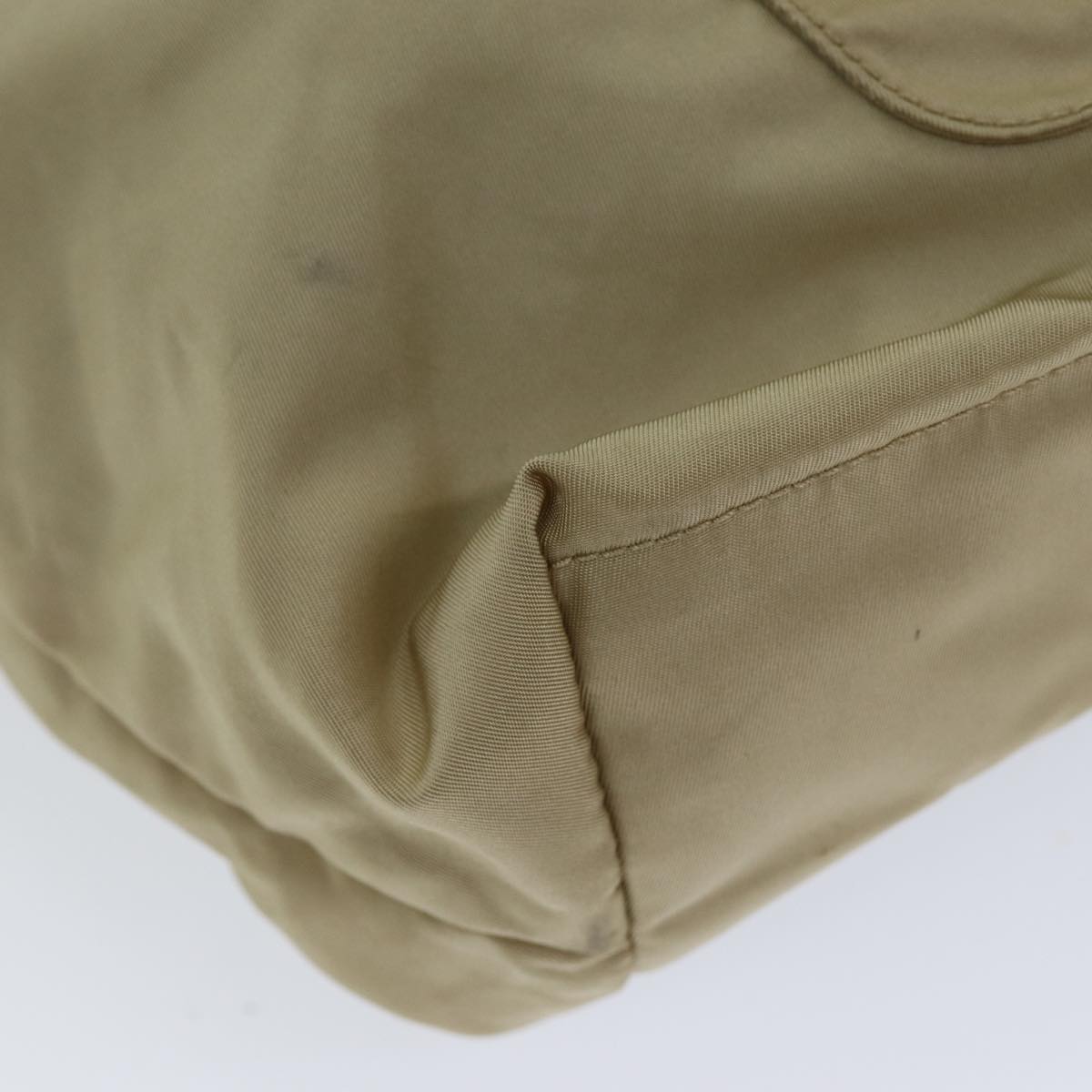 PRADA Tote Bag Nylon Beige Auth 75668