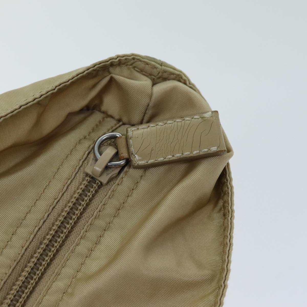 PRADA Tote Bag Nylon Beige Auth 75668