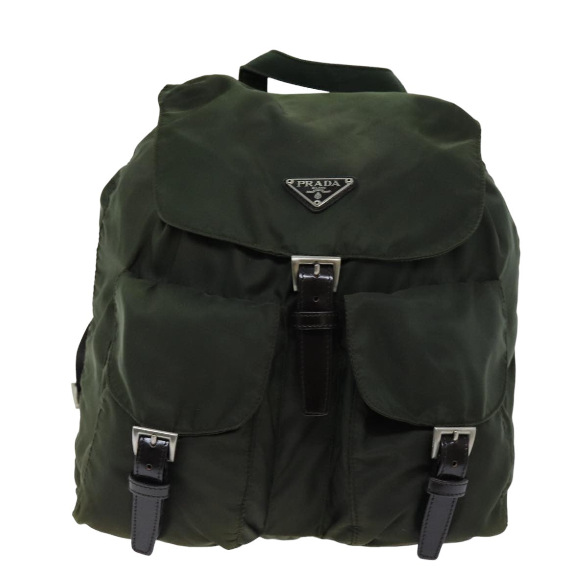 PRADA Backpack Nylon Khaki Auth 75695