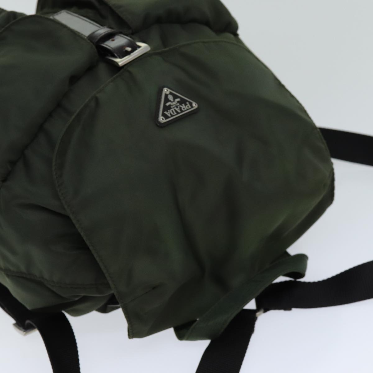 PRADA Backpack Nylon Khaki Auth 75695