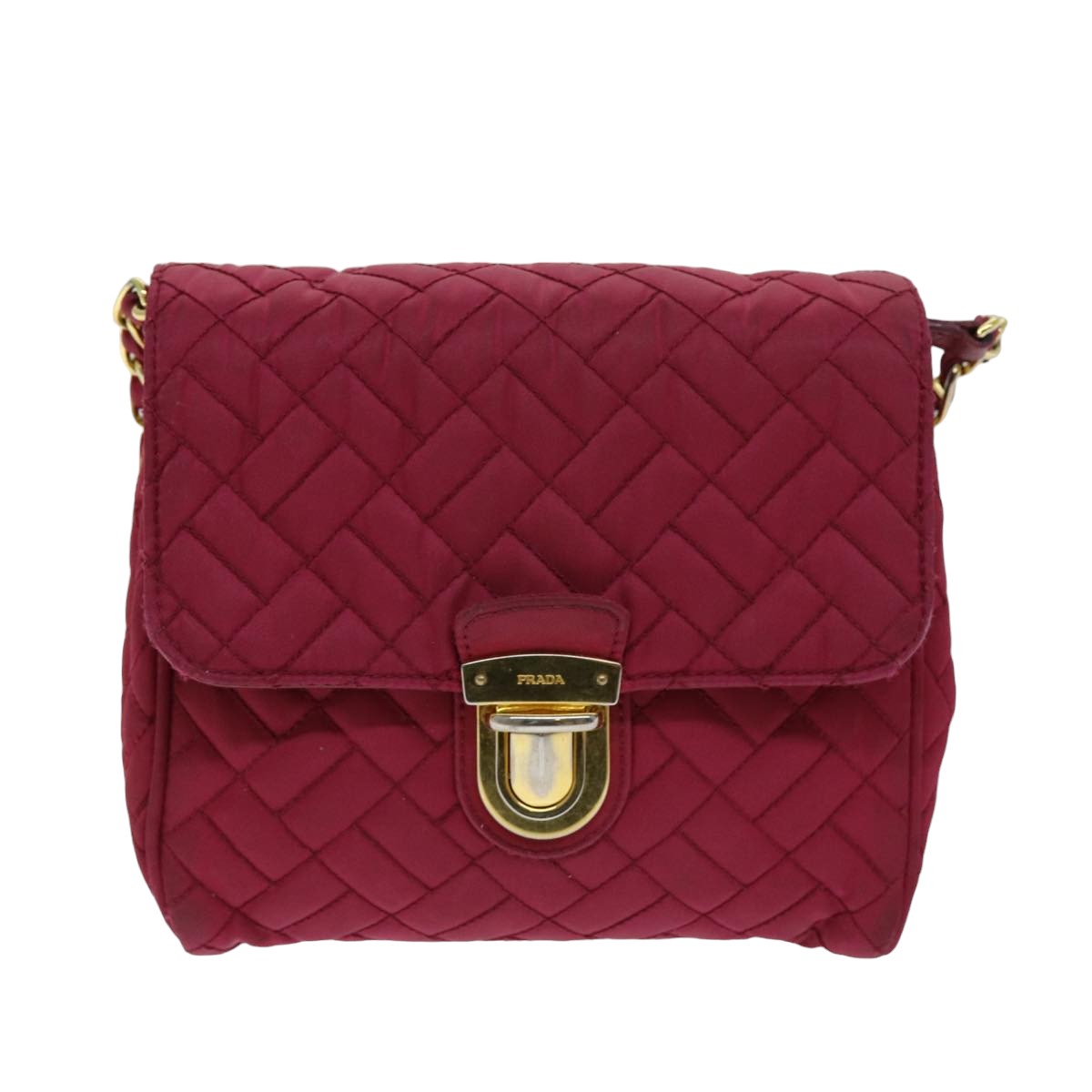 PRADA Chain Shoulder Bag Nylon Pink Auth 75800