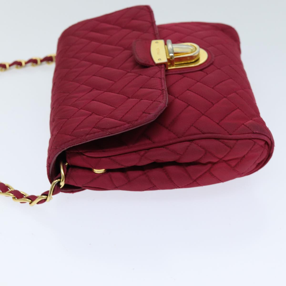 PRADA Chain Shoulder Bag Nylon Pink Auth 75800