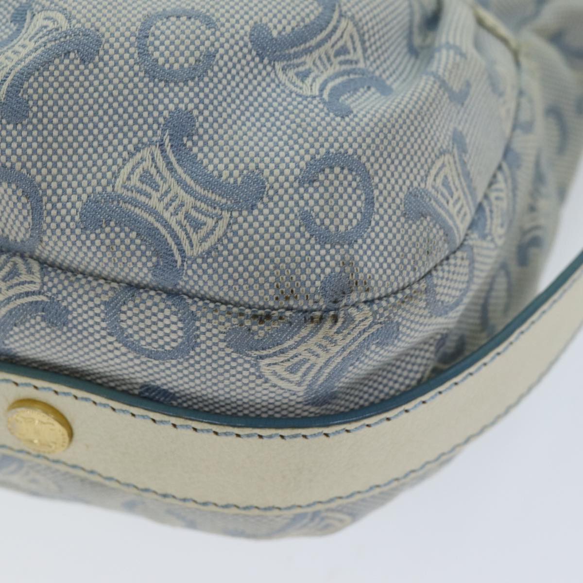 CELINE C Macadam Canvas Shoulder Bag Light Blue Auth 75808