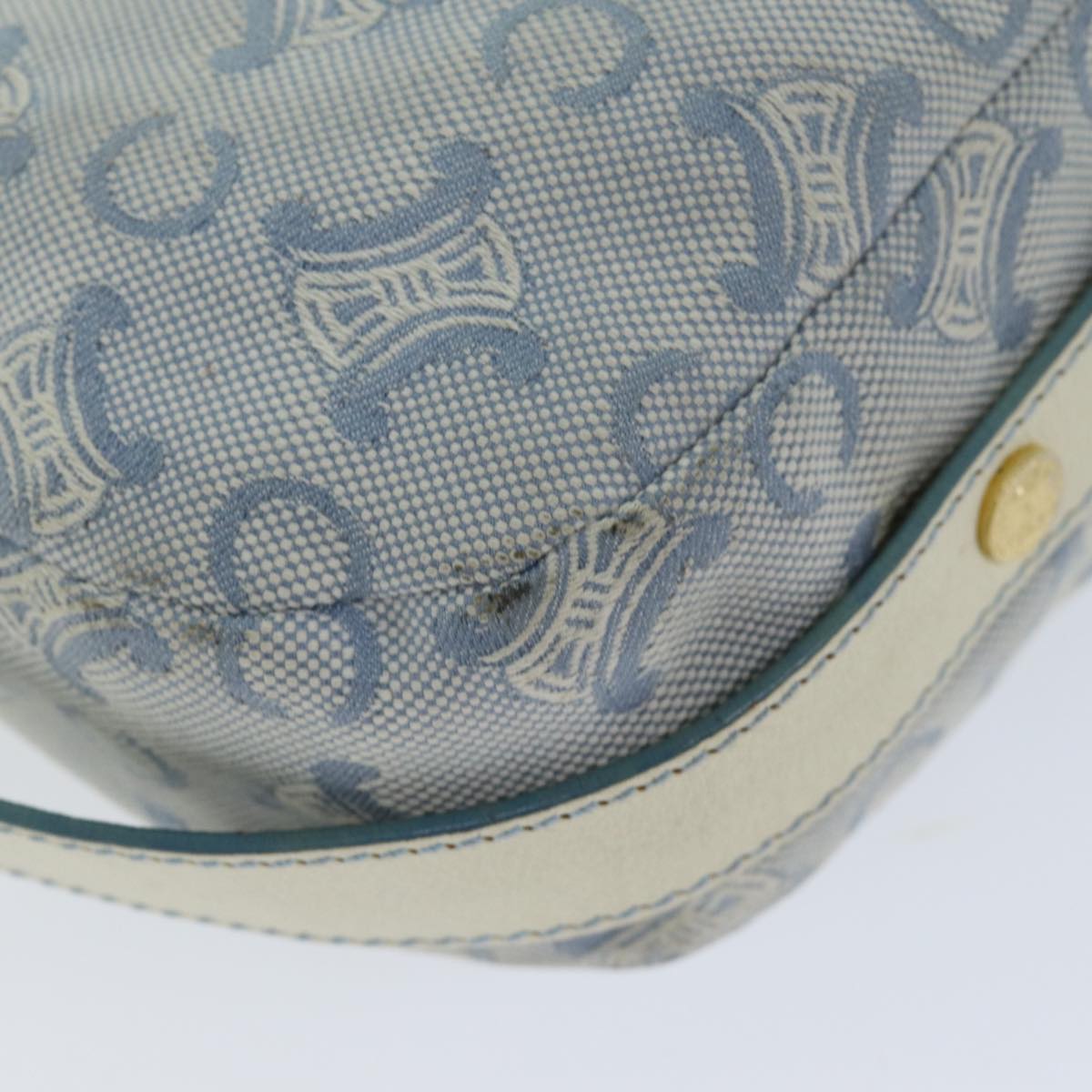 CELINE C Macadam Canvas Shoulder Bag Light Blue Auth 75808