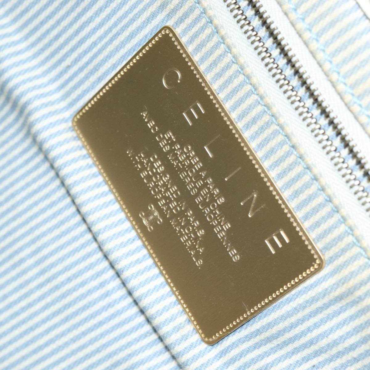 CELINE C Macadam Canvas Shoulder Bag Light Blue Auth 75808