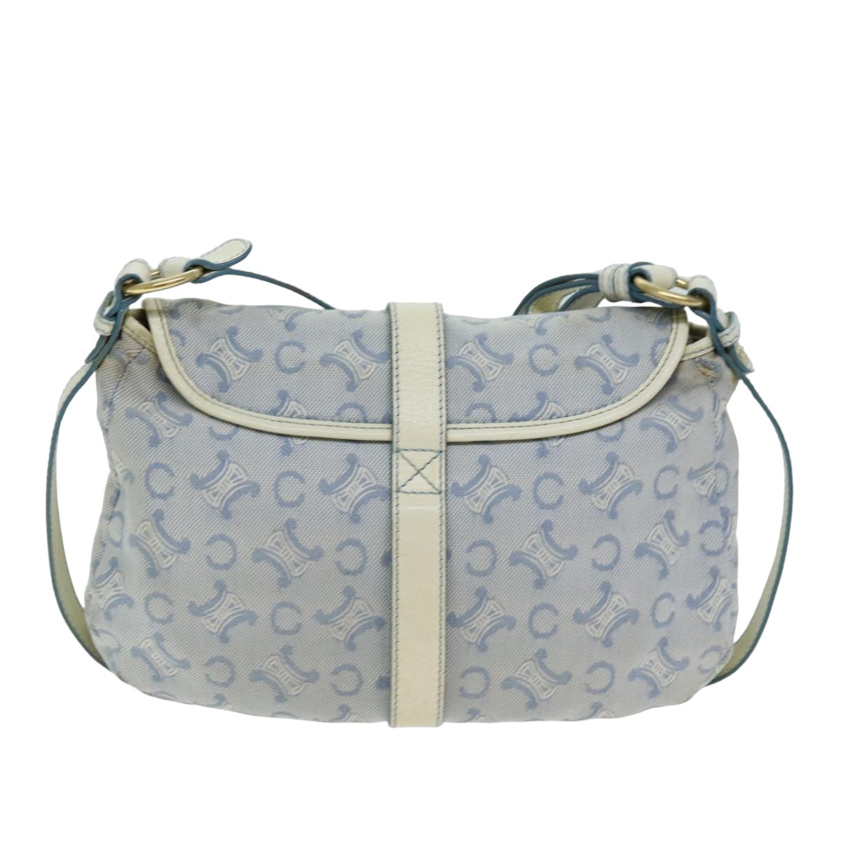 CELINE C Macadam Canvas Shoulder Bag Light Blue Auth 75808