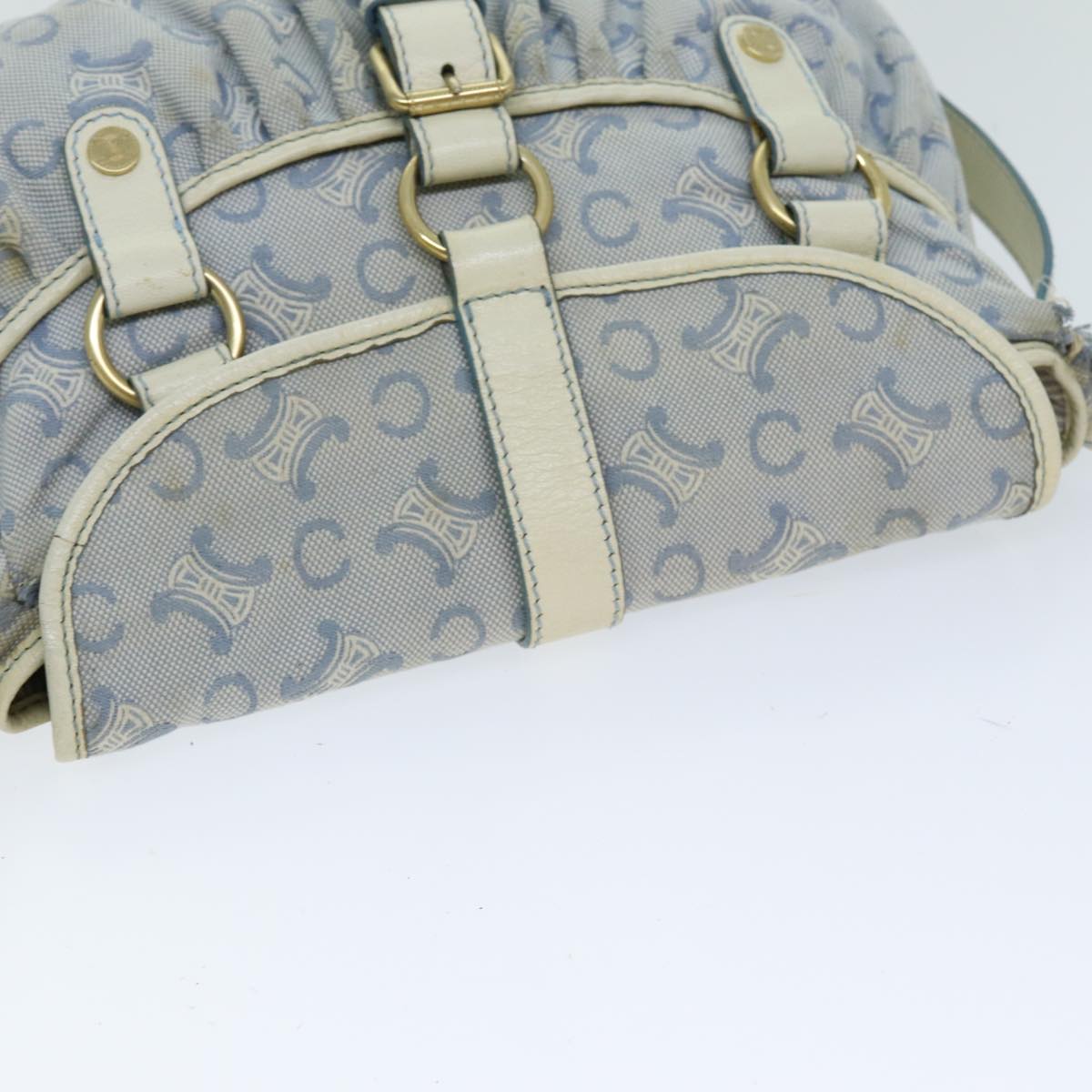 CELINE C Macadam Canvas Shoulder Bag Light Blue Auth 75808