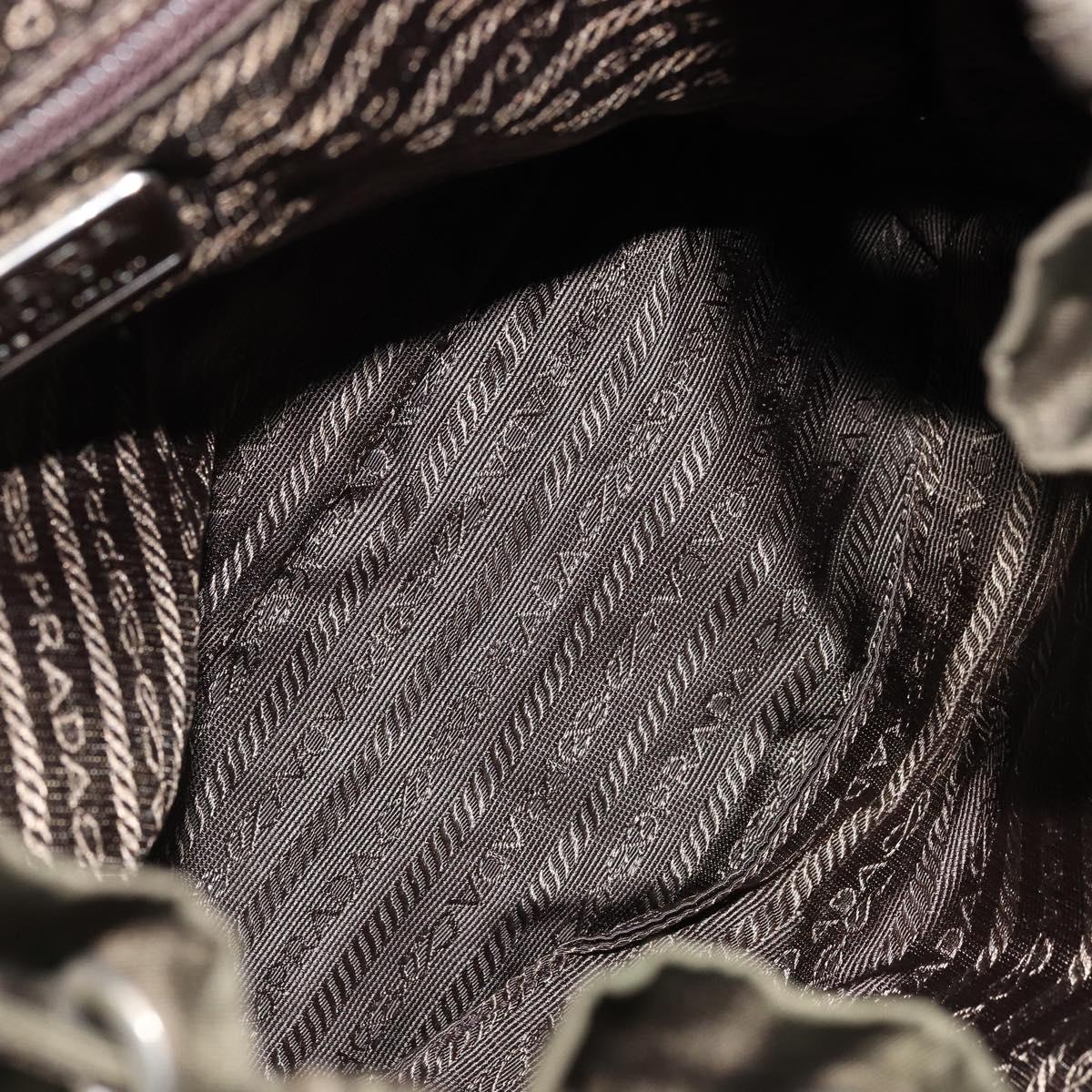 PRADA Backpack Nylon Khaki Dark Brown Auth 75827