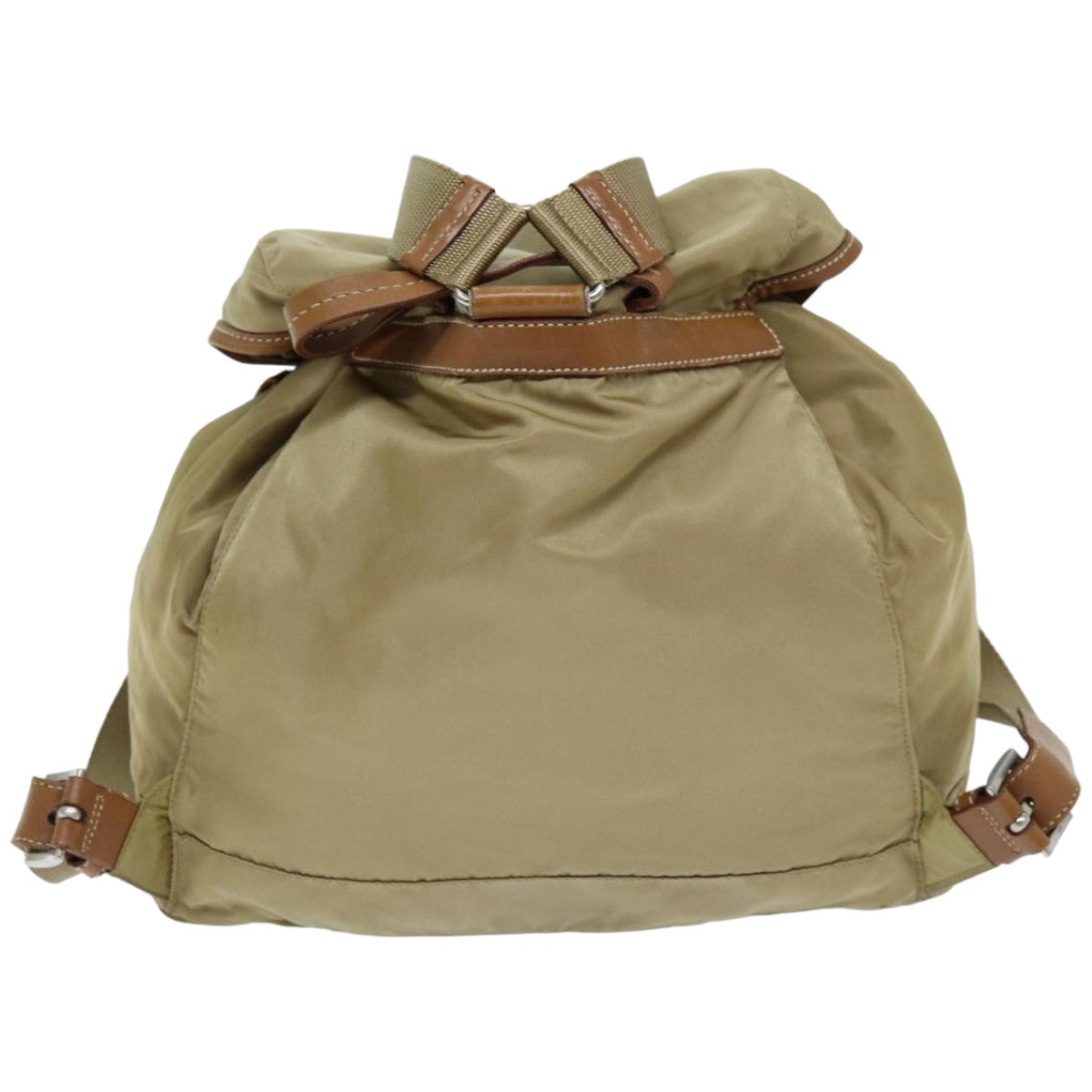 PRADA Backpack Nylon Beige Auth 75828