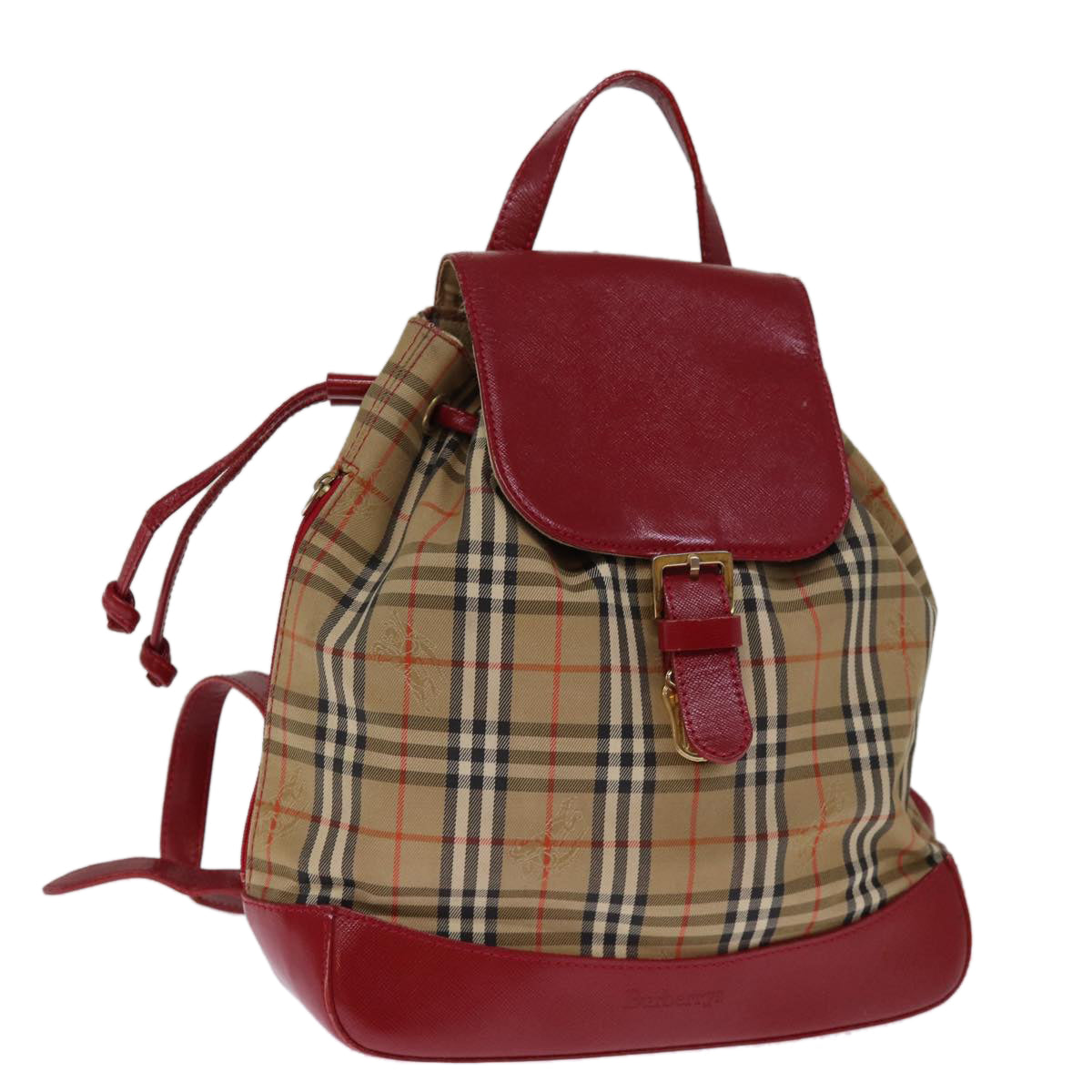 Burberrys Nova Check Backpack Canvas Red Beige Auth 75840