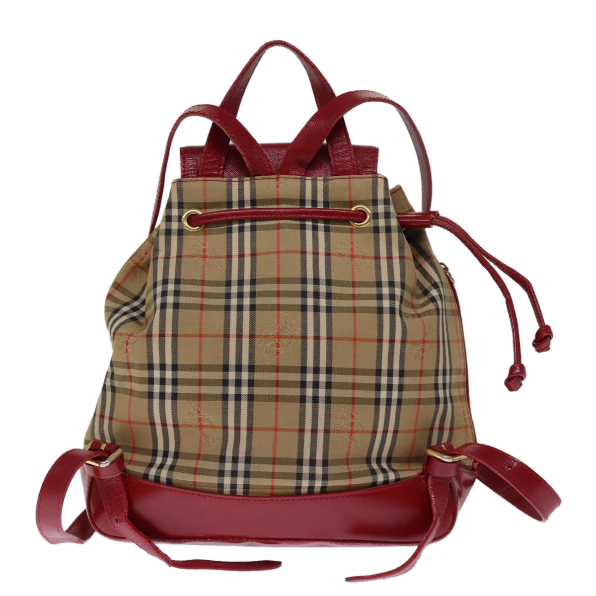 Burberrys Nova Check Backpack Canvas Red Beige Auth 75840