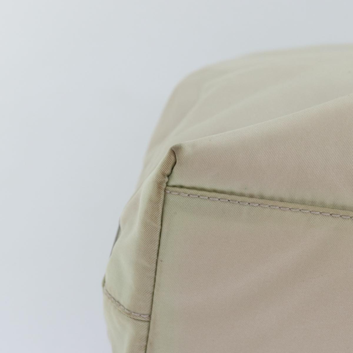 PRADA Tote Bag Nylon Beige Auth 76005
