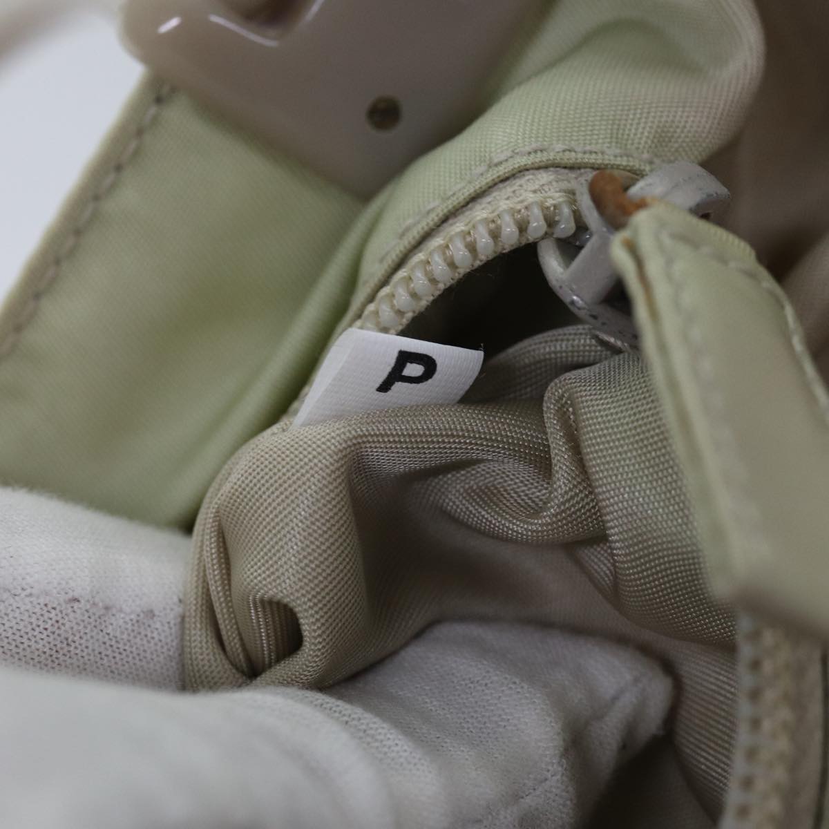 PRADA Tote Bag Nylon Beige Auth 76005
