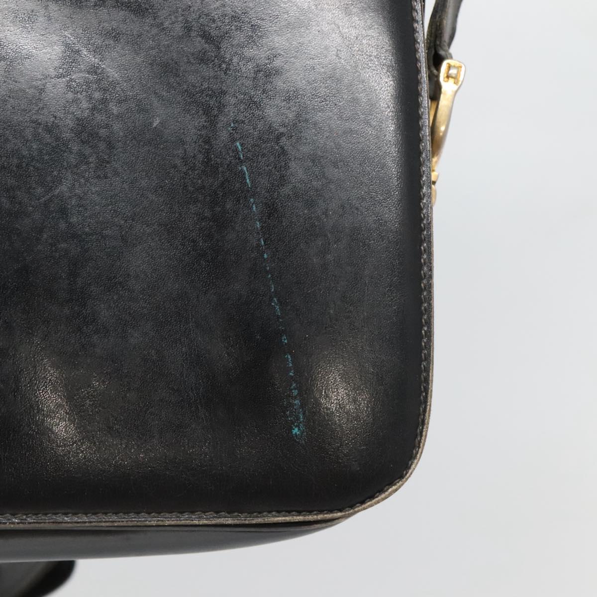 CELINE Shoulder Bag Leather Black Auth 76080