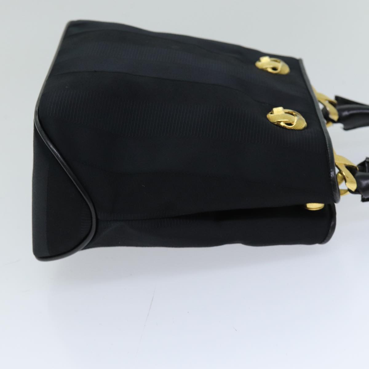 Salvatore Ferragamo Hand Bag Canvas Black Auth 76098