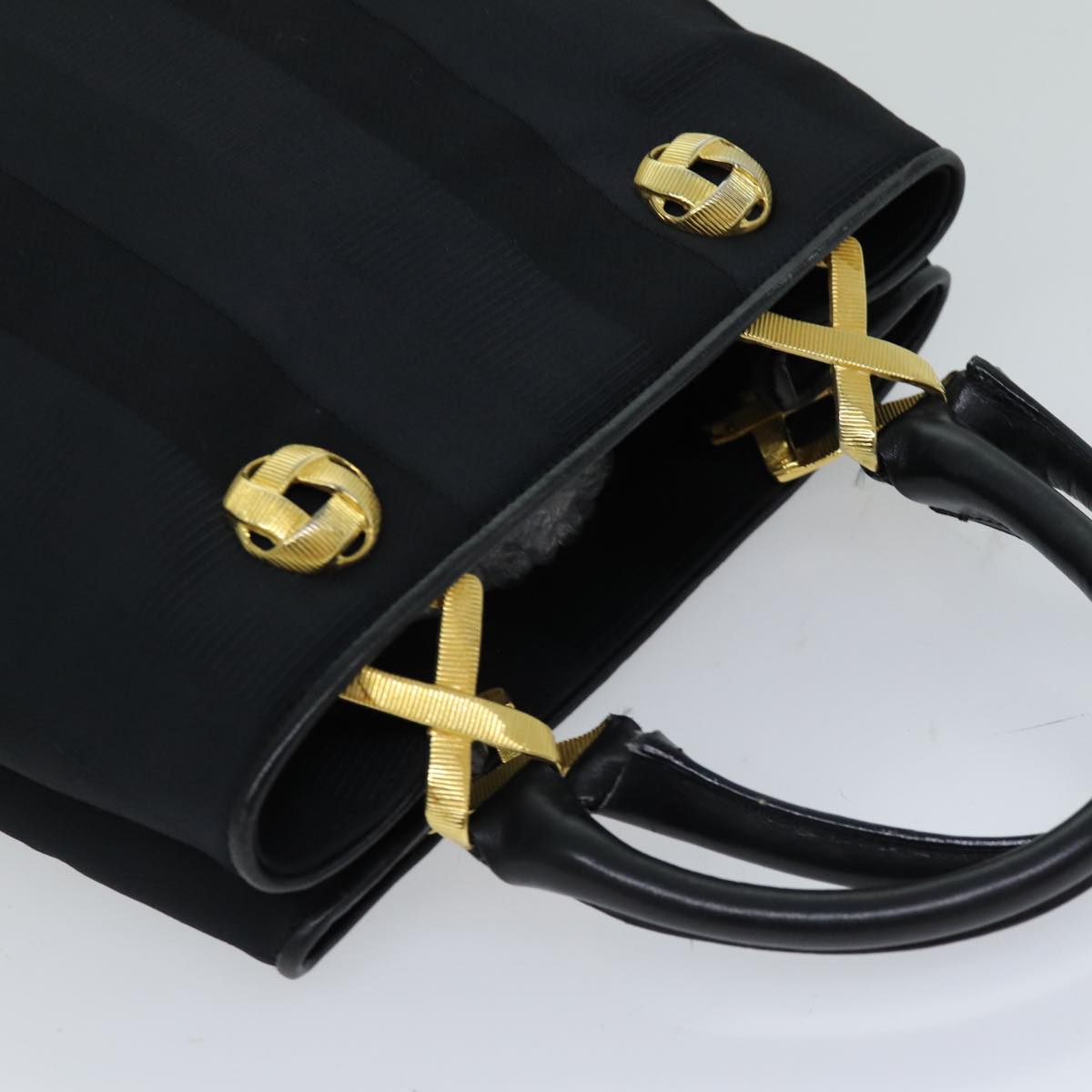 Salvatore Ferragamo Hand Bag Canvas Black Auth 76098