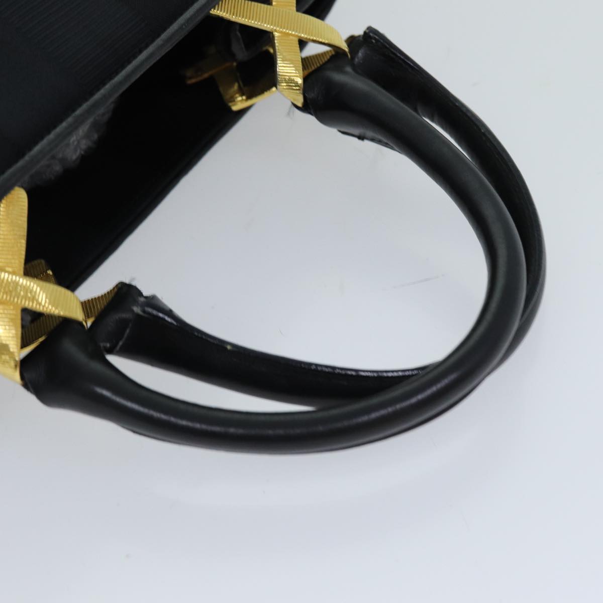 Salvatore Ferragamo Hand Bag Canvas Black Auth 76098