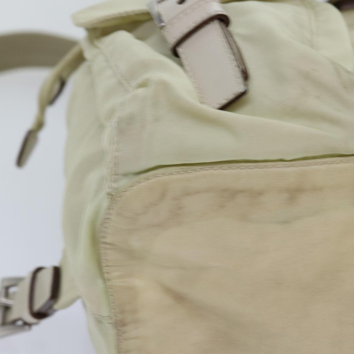 PRADA Backpack Nylon Cream Auth 76124