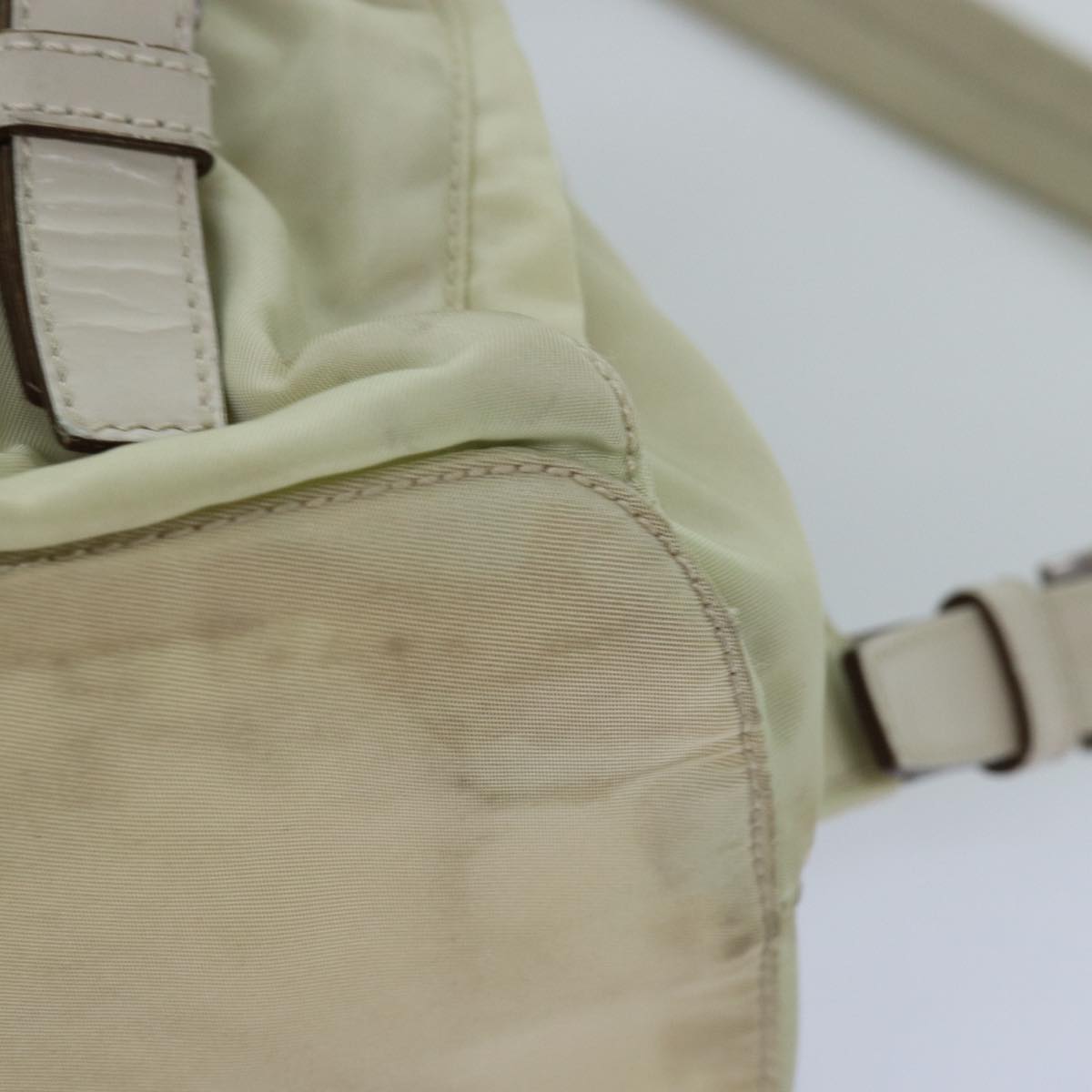 PRADA Backpack Nylon Cream Auth 76124