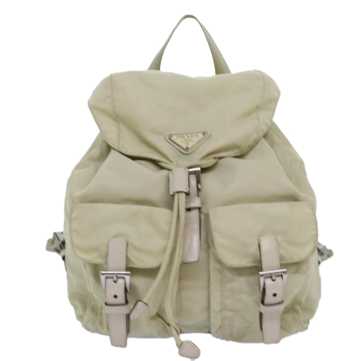 PRADA Backpack Nylon Cream Auth 76124