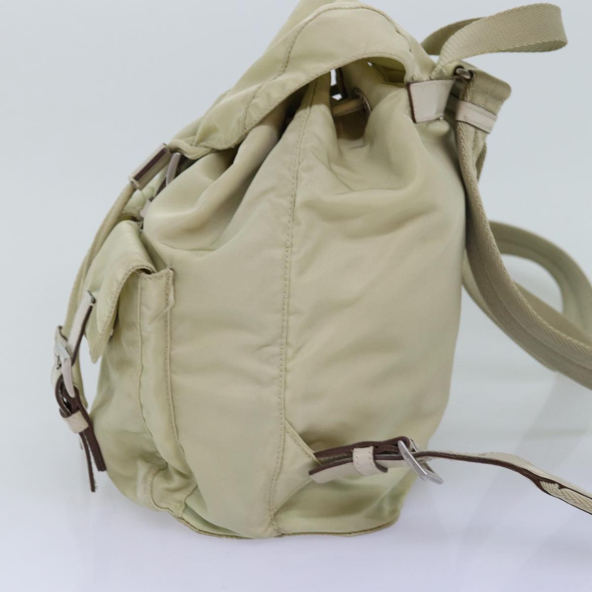 PRADA Backpack Nylon Cream Auth 76124