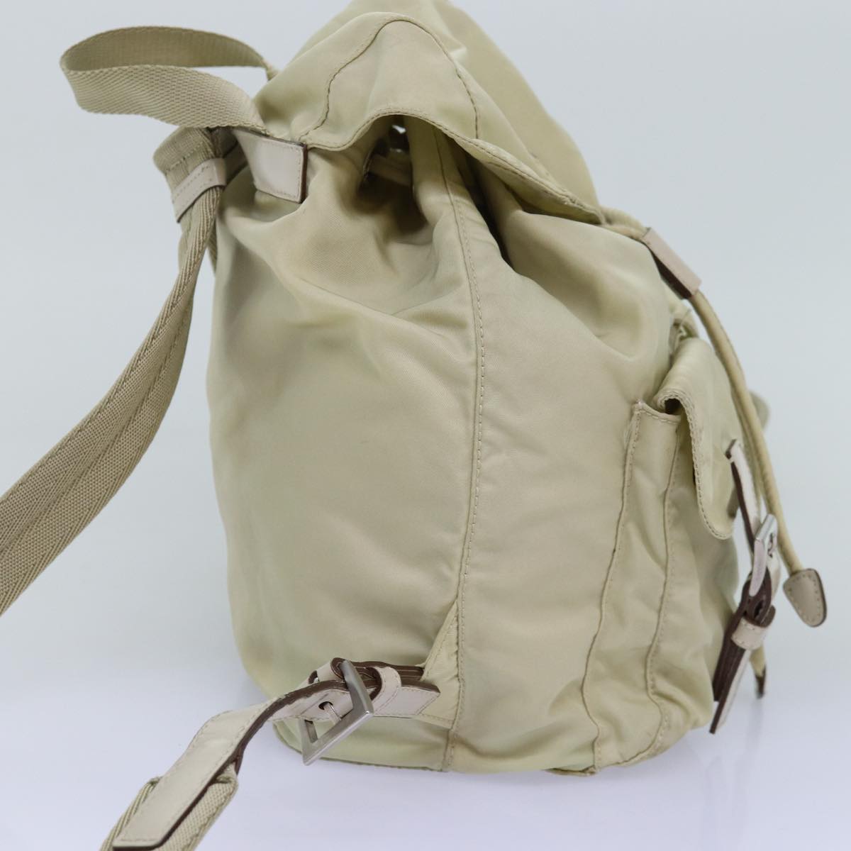 PRADA Backpack Nylon Cream Auth 76124