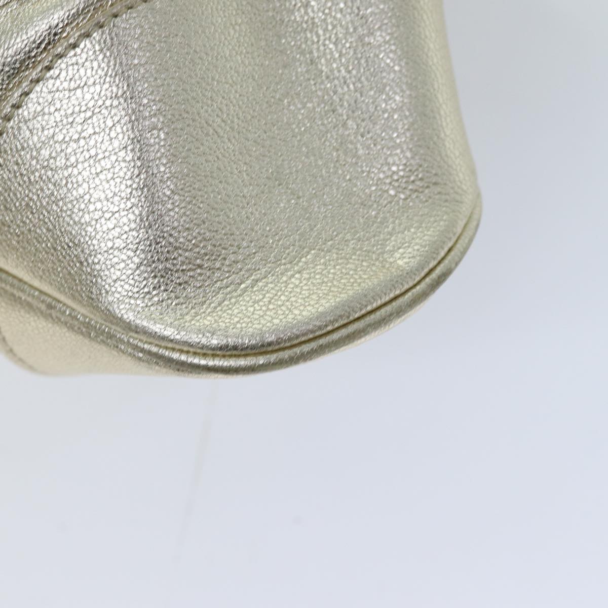 Salvatore Ferragamo Gancini Hand Bag Leather Gold Auth 76148