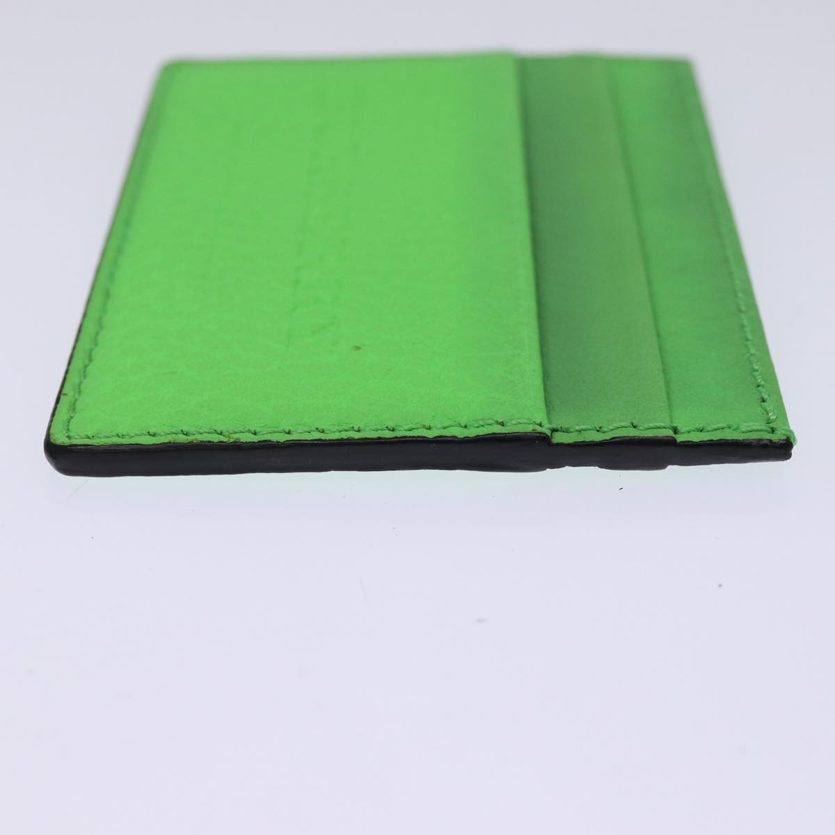 BURBERRY Card Case Leather Green Auth 76202