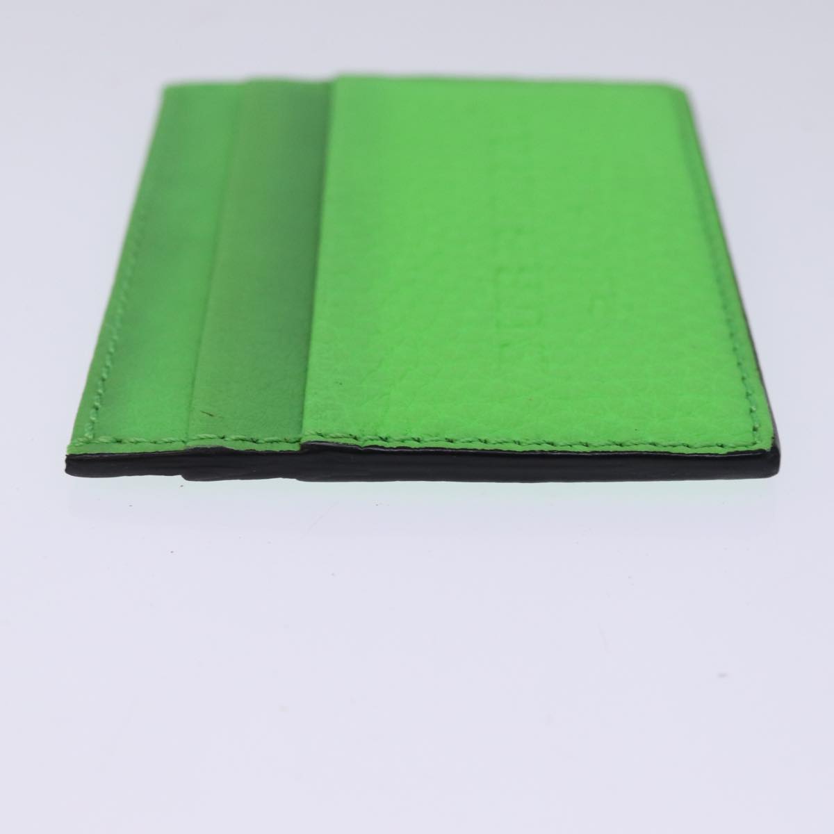 BURBERRY Card Case Leather Green Auth 76202