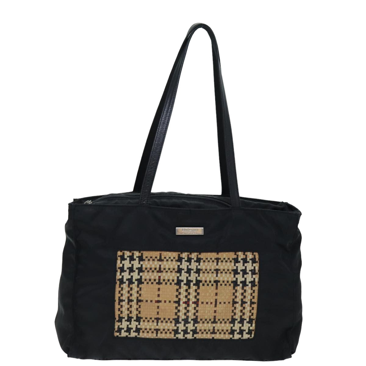 Burberrys Tote Bag Nylon Black Auth 76211