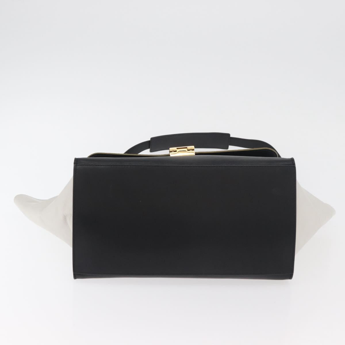 CELINE Trapeze Hand Bag Suede Leather 2way Black Khaki Auth 76216