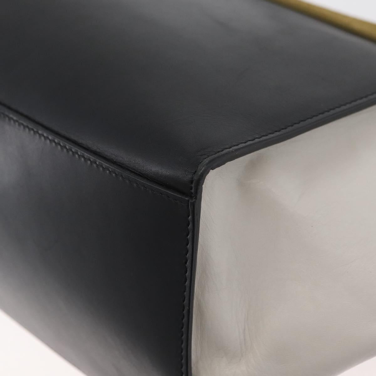 CELINE Trapeze Hand Bag Suede Leather 2way Black Khaki Auth 76216