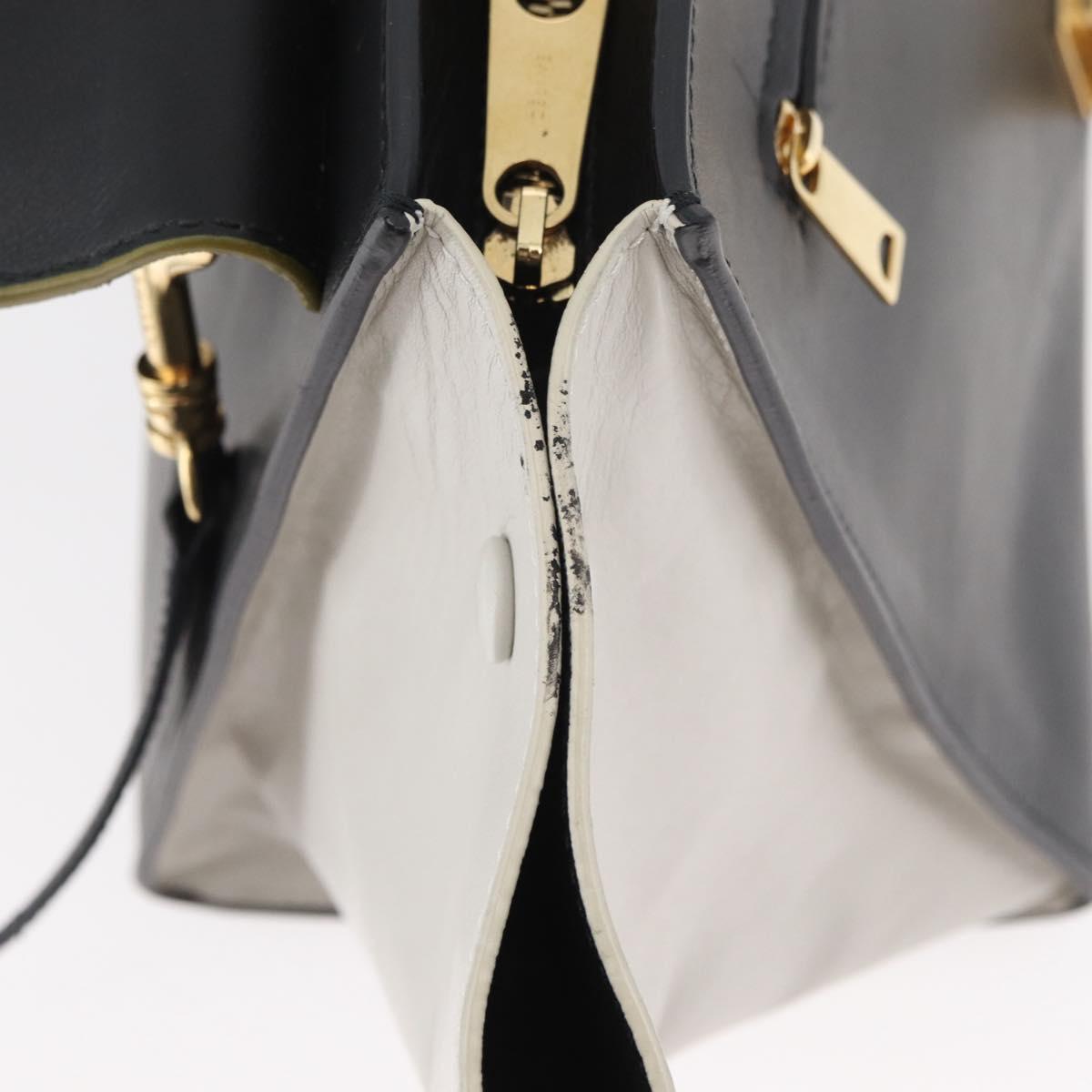 CELINE Trapeze Hand Bag Suede Leather 2way Black Khaki Auth 76216
