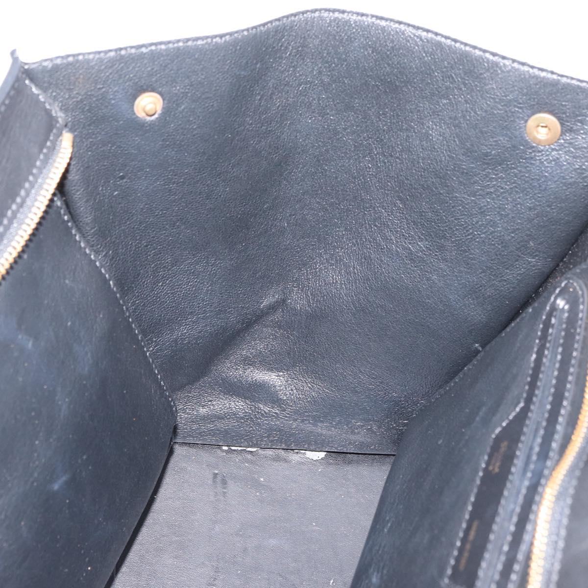 CELINE Trapeze Hand Bag Suede Leather 2way Black Khaki Auth 76216