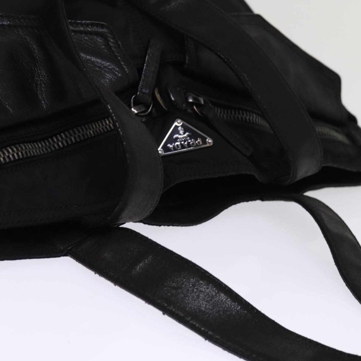 PRADA Tote Bag Nylon Black Auth 76367