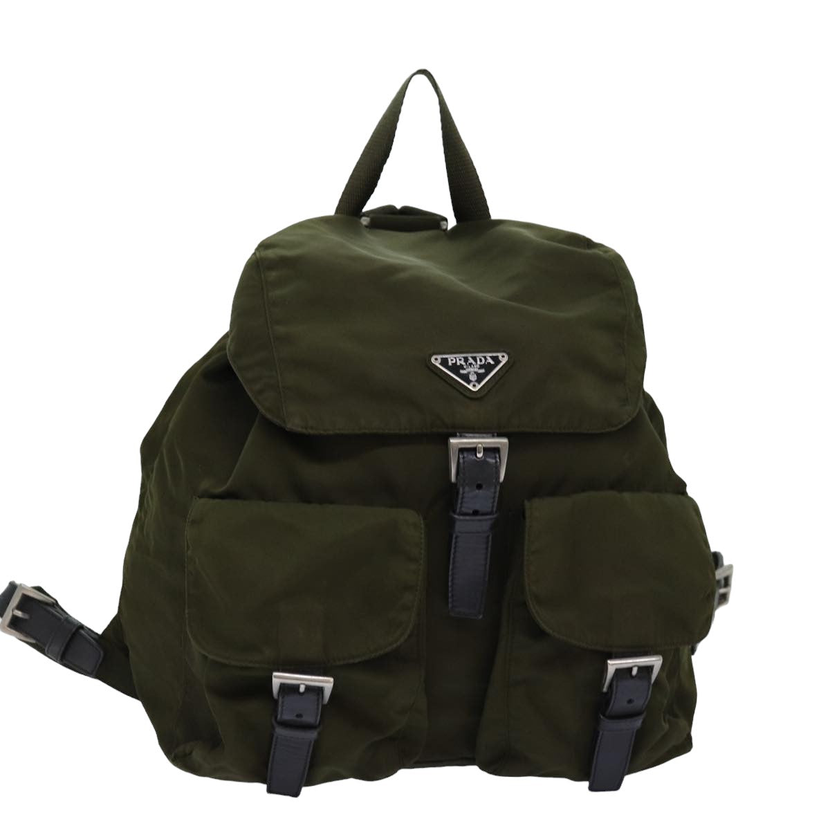 PRADA Backpack Nylon Khaki Auth 76369