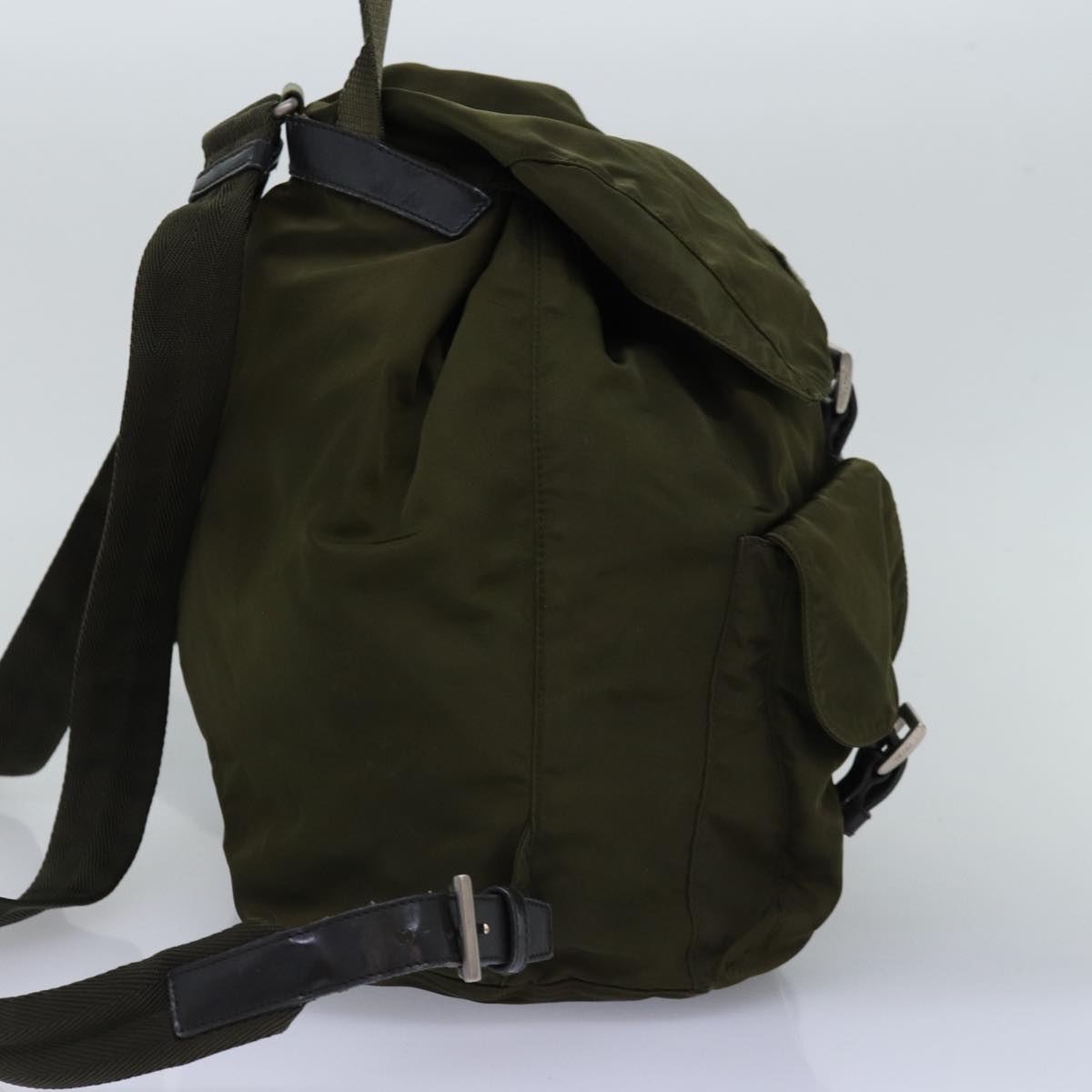 PRADA Backpack Nylon Khaki Auth 76369