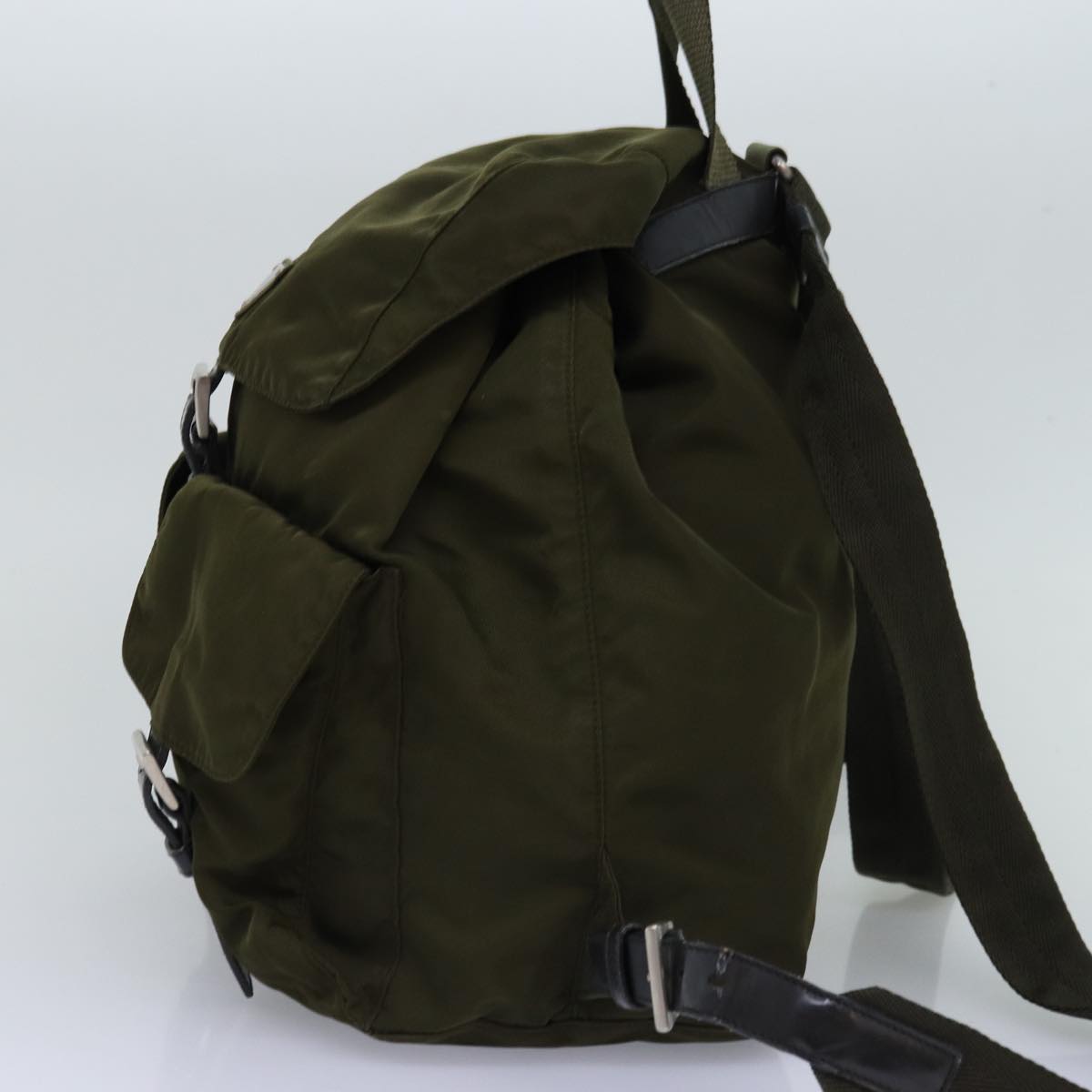 PRADA Backpack Nylon Khaki Auth 76369