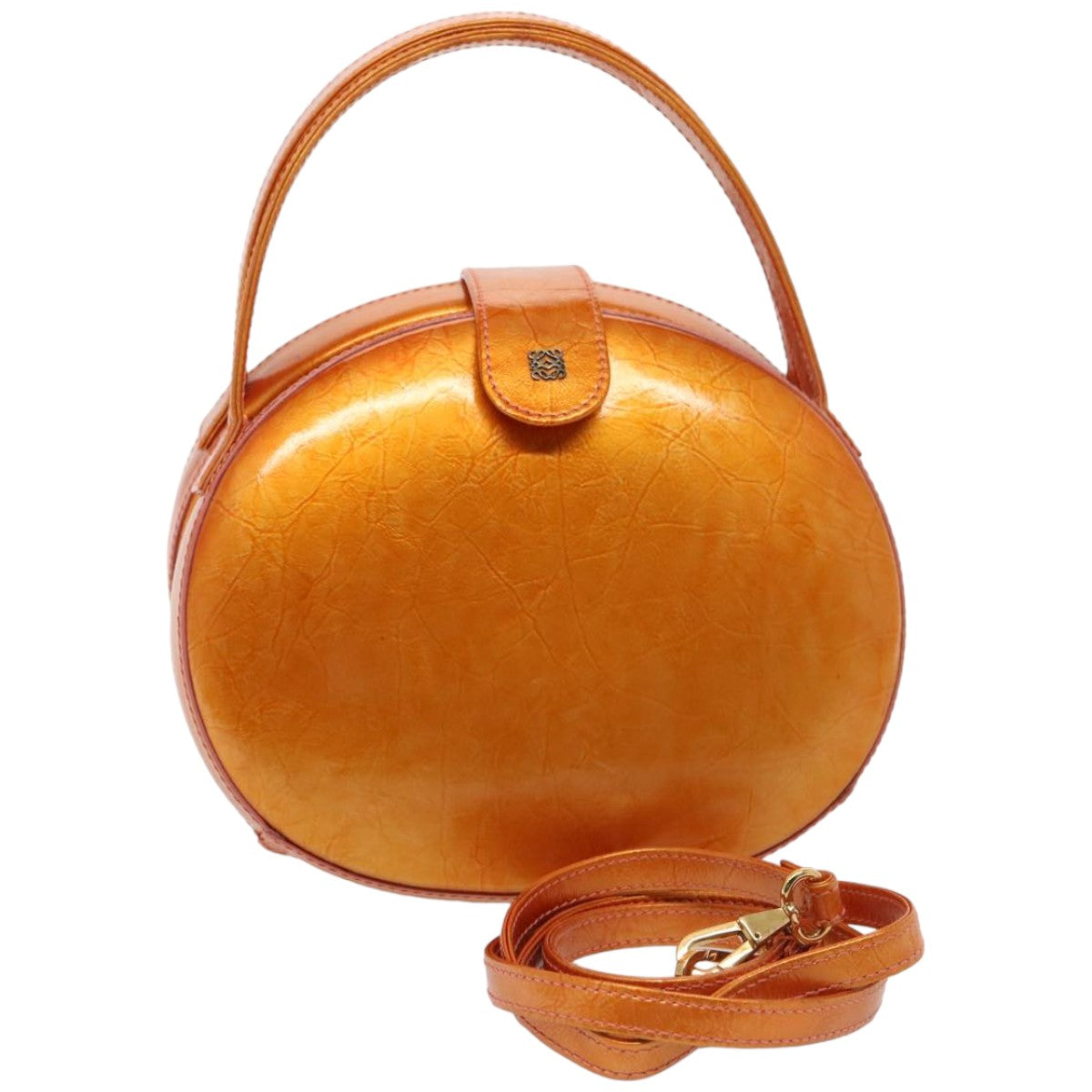 LOEWE Shoulder Bag Patent leather 2way Orange Auth 76375